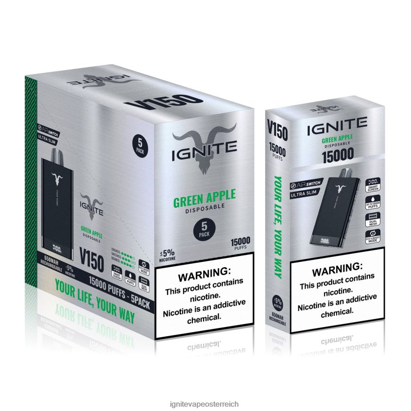 IGNITE Preise - IGNITE V150 Vape Pen 5er-Pack 02LT0085 grüner Apfel
