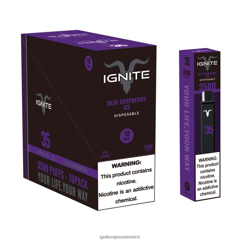 Best IGNITE Flavors - IGNITE V35 Vape Pen 10er-Pack 02LT00120 blaues Himbeereis