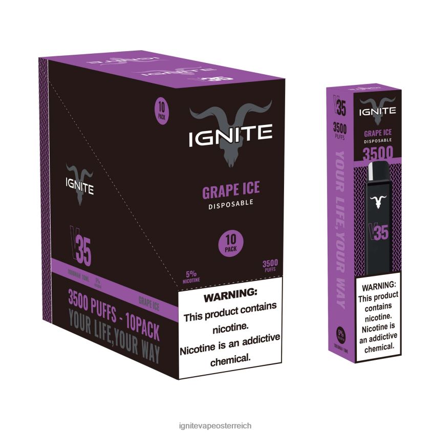 IGNITE Vape Kaufen - IGNITE V35 Vape Pen 10er-Pack 02LT00122 Traubeneis