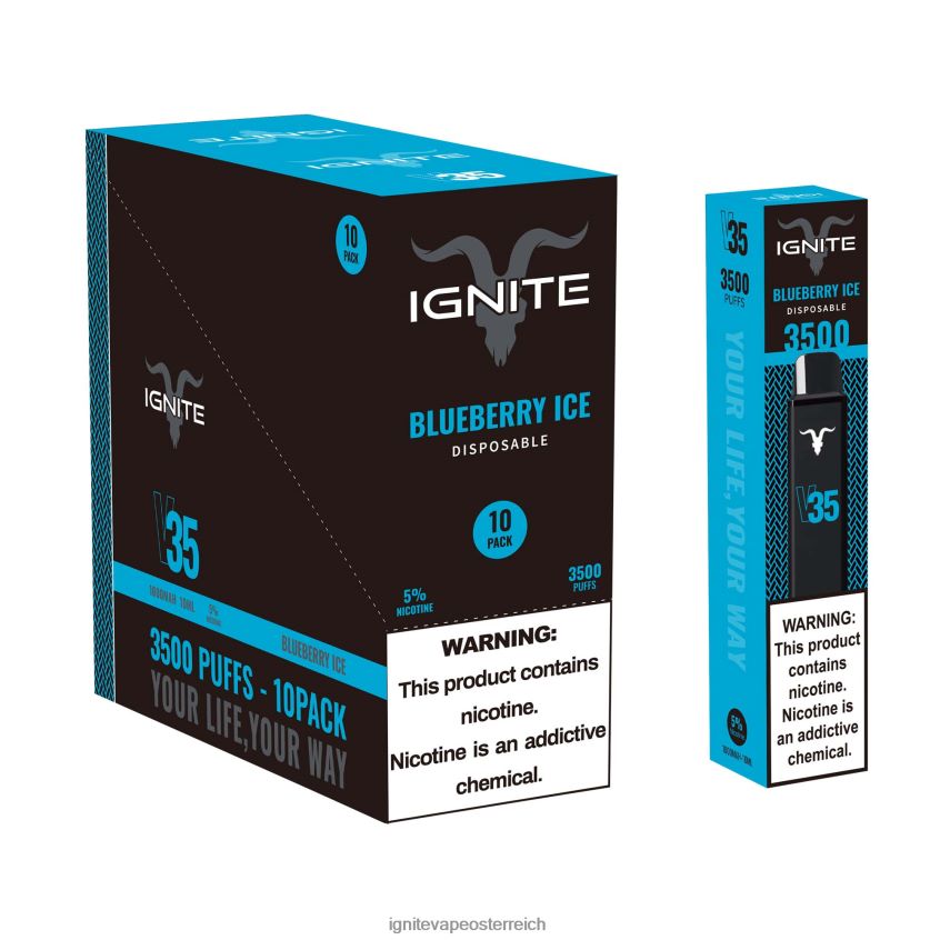 IGNITE Vape Shop - IGNITE V35 Vape Pen 10er-Pack 02LT00119 Blaubeereis