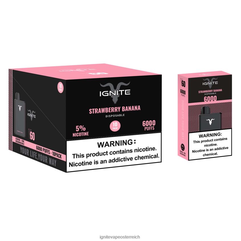 IGNITE Pods For Sale - IGNITE V60 Vape Pen 10er-Pack 02LT0027 Erdbeere Banane