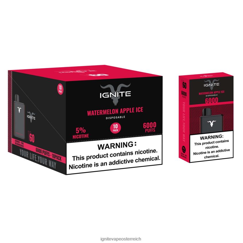 IGNITE Store - IGNITE V60 Vape Pen 10er-Pack 02LT0028 Wassermelonen-Apfel-Eis