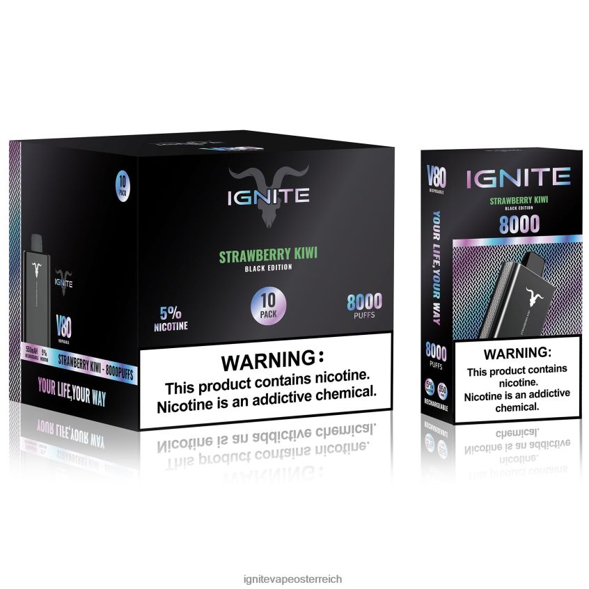 IGNITE Austria - IGNITE V80 Vape Pen 10er-Pack 02LT0064 Erdbeer-Kiwi