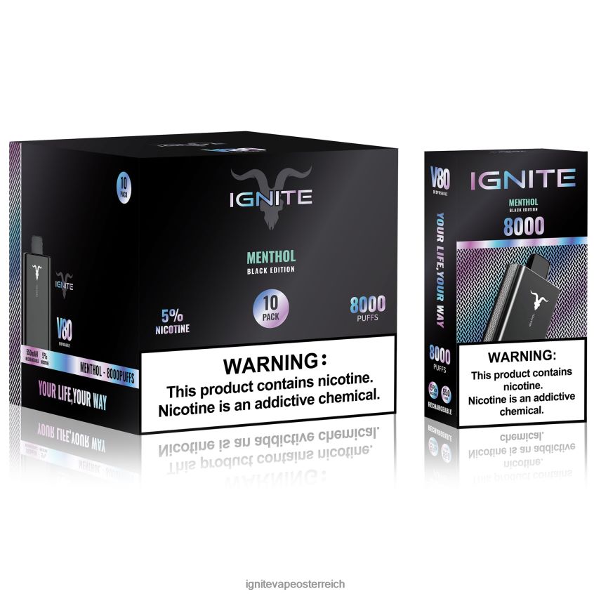 IGNITE Vape Österreich - IGNITE V80 Vape Pen 10er-Pack 02LT0061 Menthol