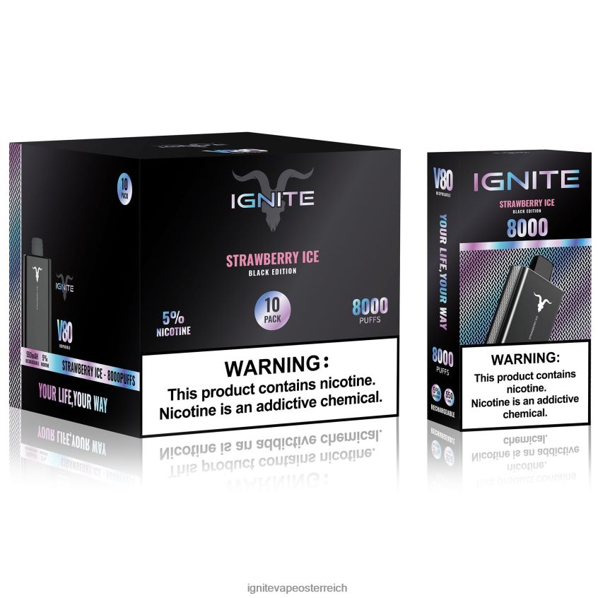 IGNITE Wien - IGNITE V80 Vape Pen 10er-Pack 02LT0063 Erdbeereis