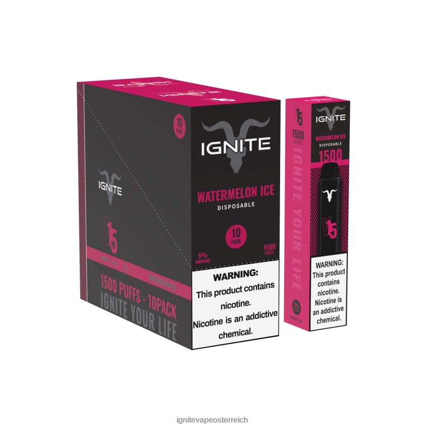 IGNITE Austria - IGNITE V15 Vape Pen 10er-Pack 02LT00104 Erdbeer-Apfel-Wassermelone