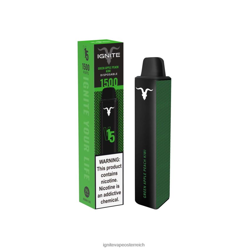 IGNITE Vape Kaufen - IGNITE V15 Vape-Stift 02LT00112 grüner Apfel, Pfirsich, Kiwi