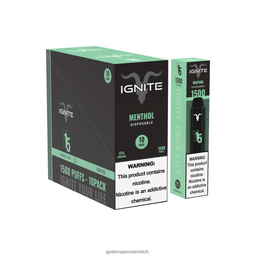 IGNITE Vape Österreich - IGNITE V15 Vape Pen 10er-Pack 02LT00101 grüner Apfel, Pfirsich, Kiwi